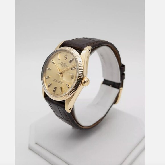 Rolex 14k Yellow Gold Mesn 34mm Date Dress Watch - Picture 2 of 6